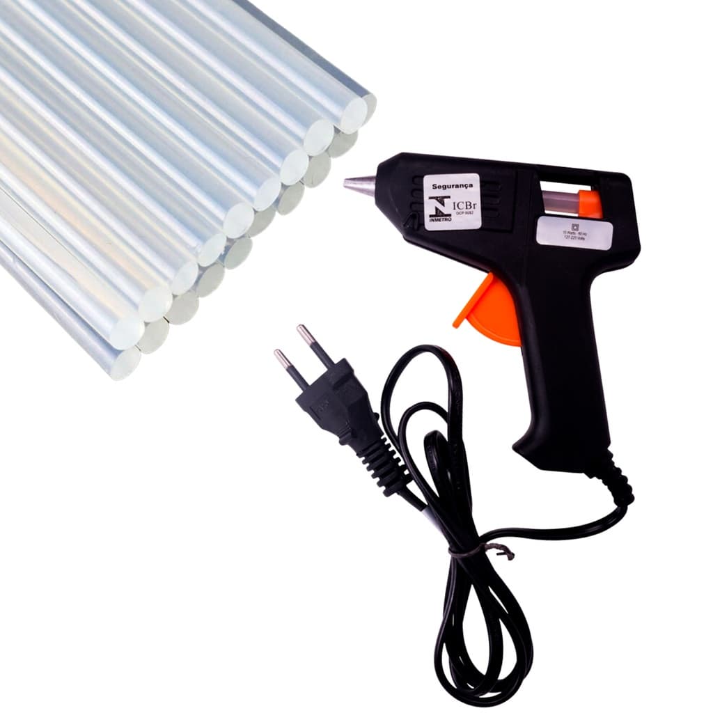 Pistola De Cola Quente Pequena Kit Com 1Kg Tubo Refil 7mm X 30cm