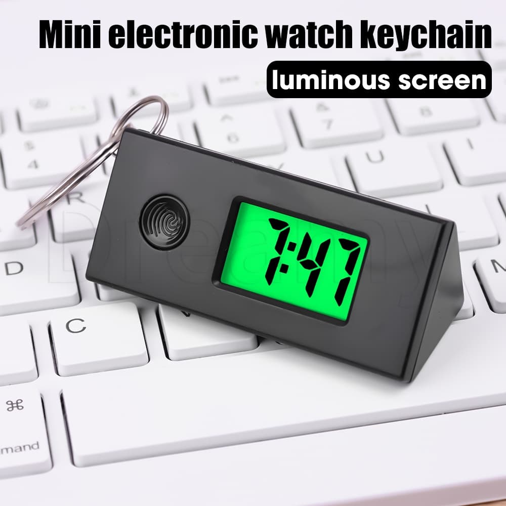 Relógio Digital Luminoso Portátil Eletrônico/ABS Simples Alimentado Por Bateria/Exame De Estudo Estudantil De Bolso Silencioso/Mini Chaveiro De LCD Suspenso