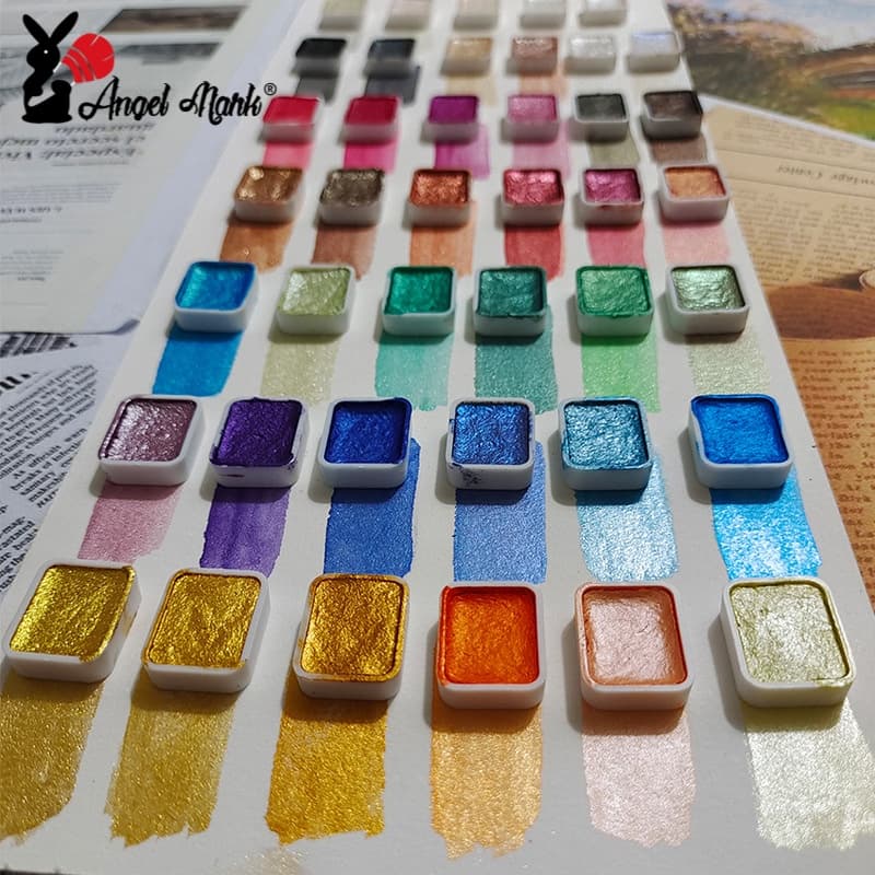 Tinta De Aquarela Sólida Perolada Para Pintura De Arte Unhas Desenho Pintado À Mão Flash metal Perolado Série Macaron Candy Colors