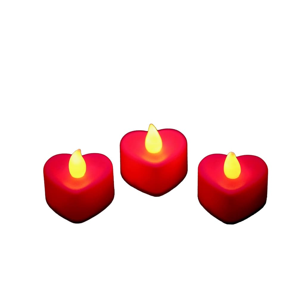 Velas de LED coração de 4cm com 24 peças - VERMELHO