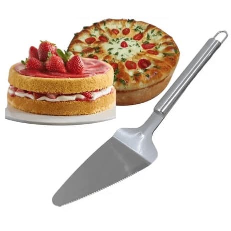 Espátula Corta Bolo Torta Aço Inox Com Serrilha 26 Cm Gourmet