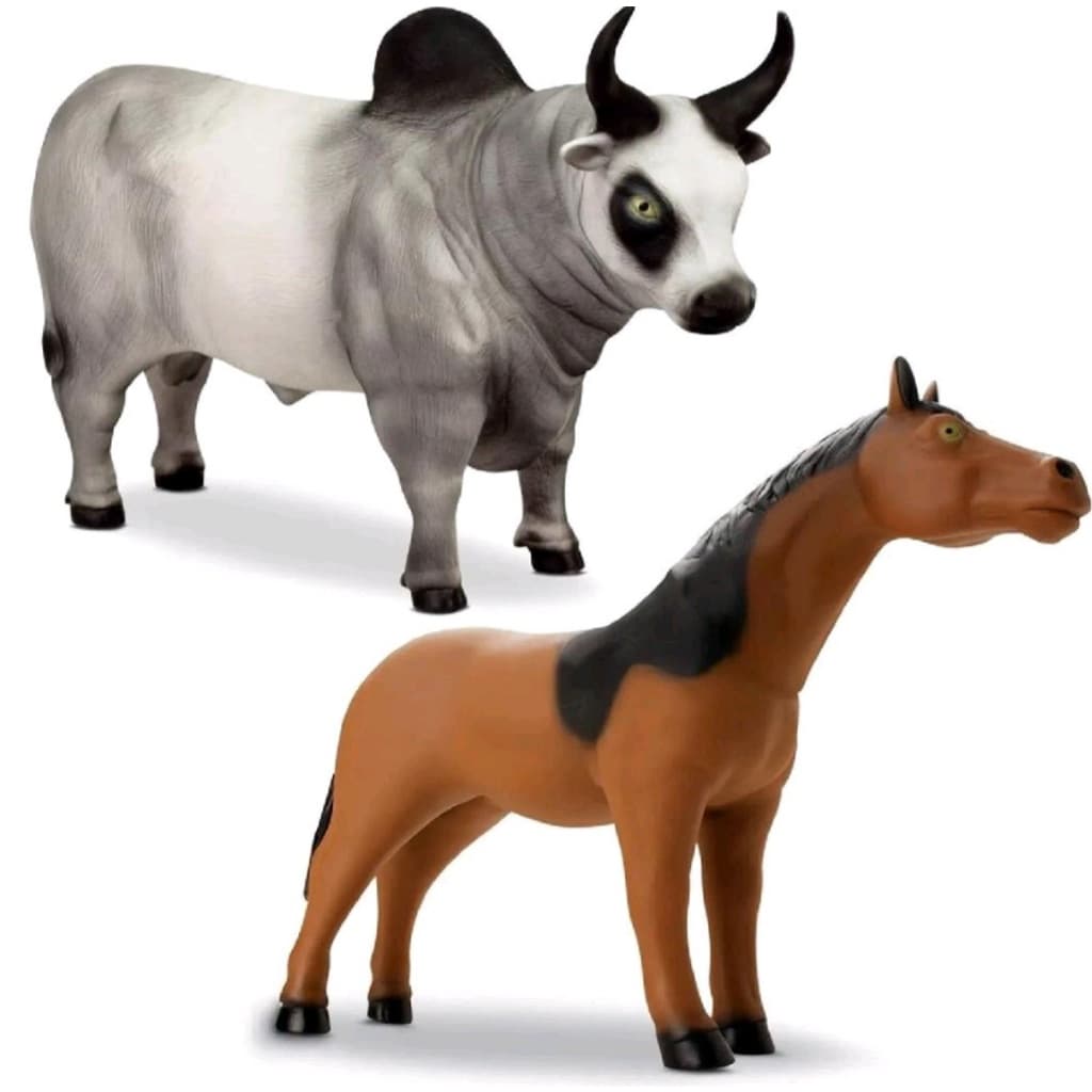 kit Cavalo + Touro Animais da Fazenda Brinquedos - Envio Imediato - Bee Toys