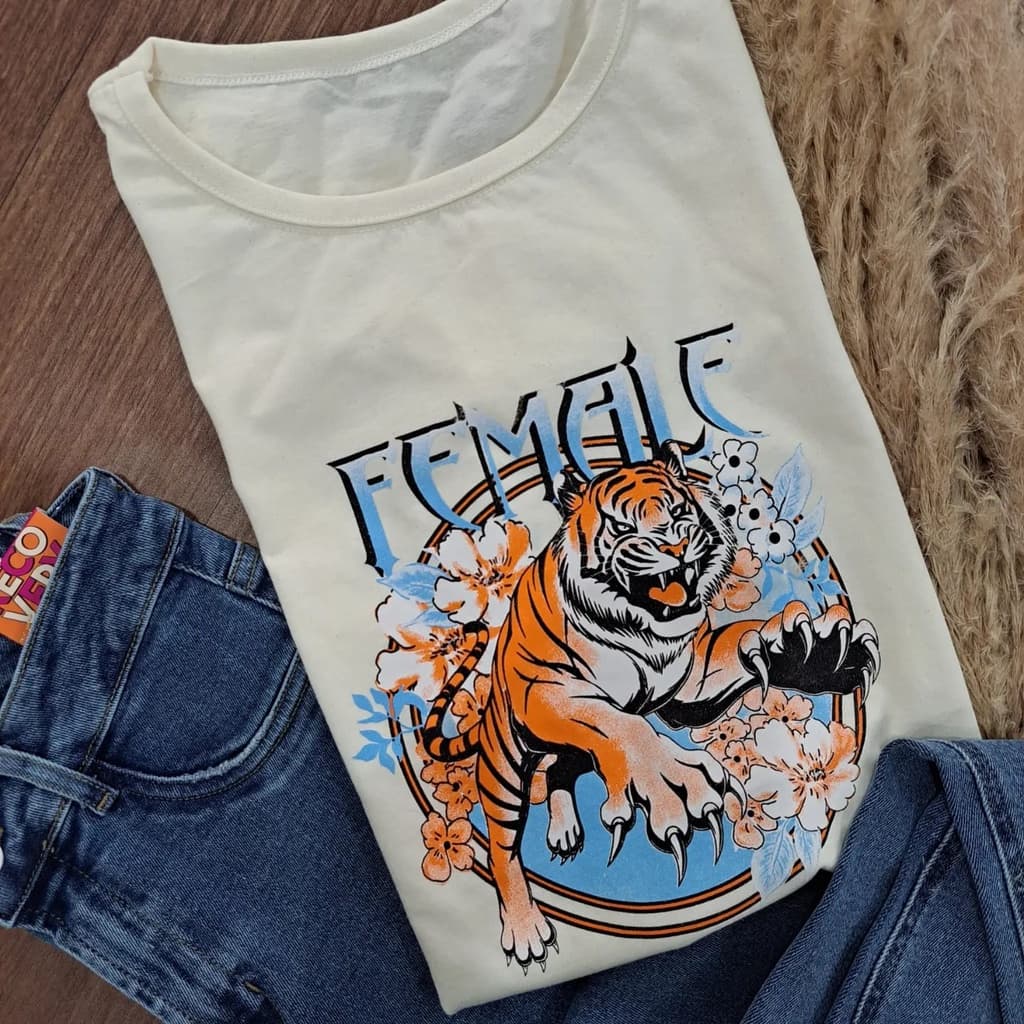T-shirt Camiseta Estampada Estilosa Moda Bloguiera Malha Algodão Verão Adulto  P ao G3 Plus Size