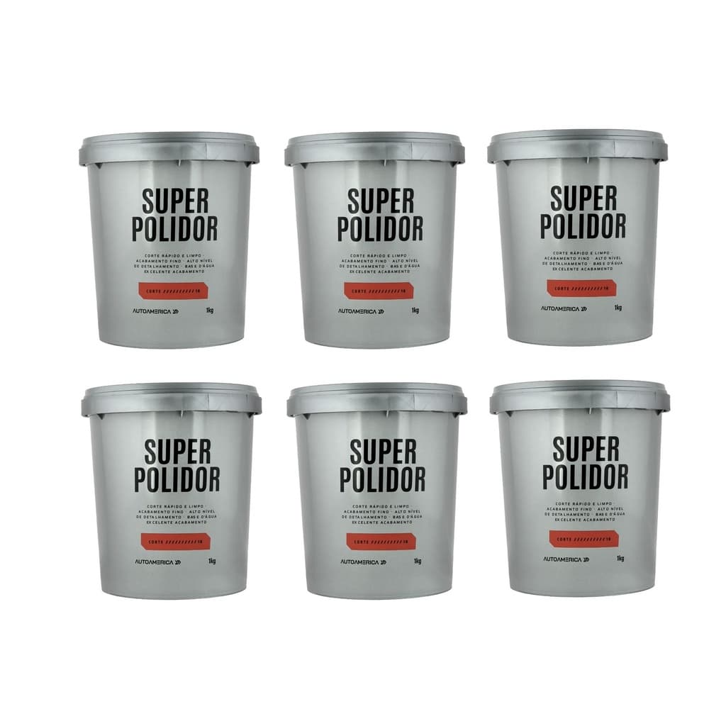 KIT 6 MASSAS DE POLIR 1KG SUPER POLIDOR AUTOAMERICA