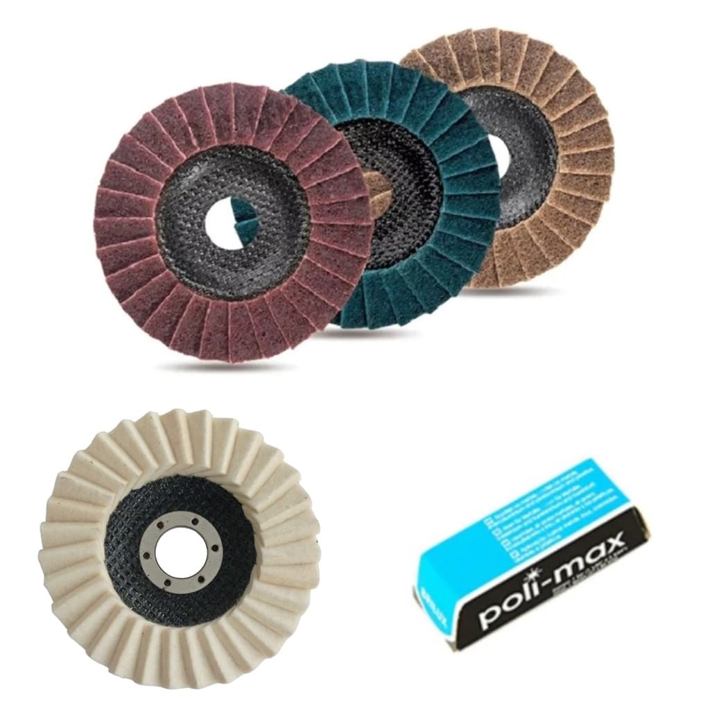 Kit Polimento Aço Inox e Alumínio e Metais - Kit C/ 5 Pçs
