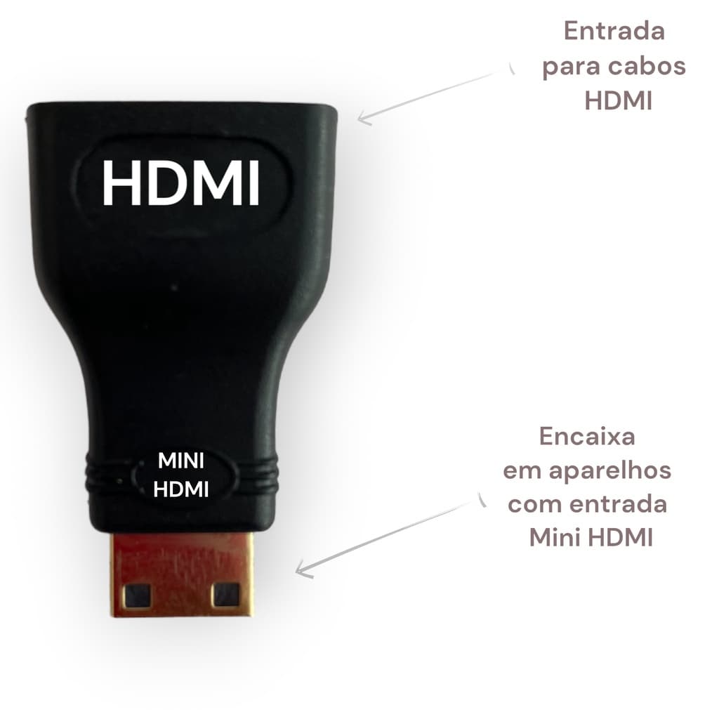 Adaptador HDMI x Mini HDMI - Converte Cabo HDMI para Mini HDMI