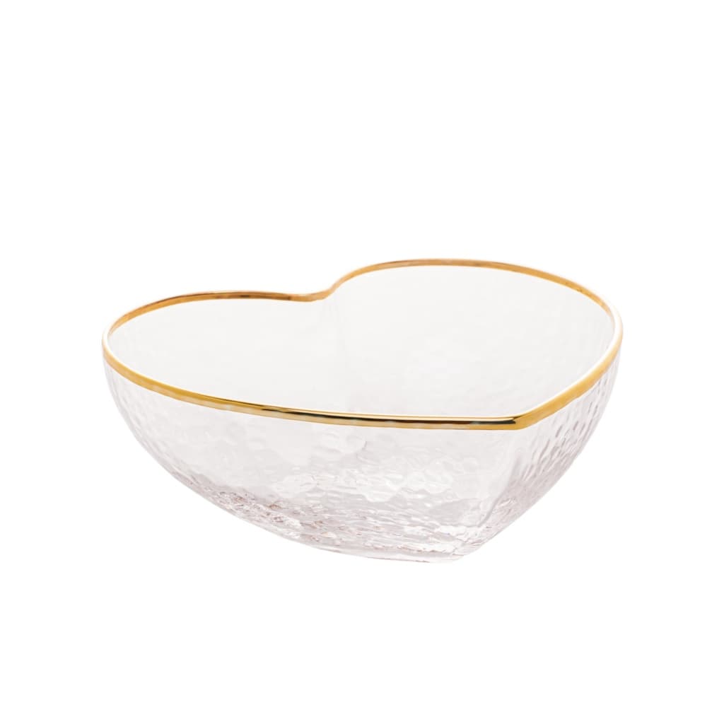Bowl Vidro Borossilicato com Borda Dourada Heart 12cm