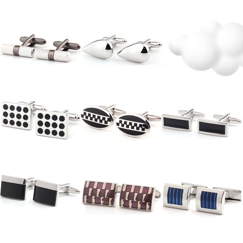 Abotoaduras de Esmalte de Alta Qualidade, Abotoaduras de Metal para Camisa Francesa, Abotoaduras Masculinas com Padrão
