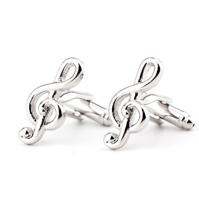 Abotoaduras em Forma de Nota Musical para Camisa Francesa Masculina, Abotoaduras de Metal