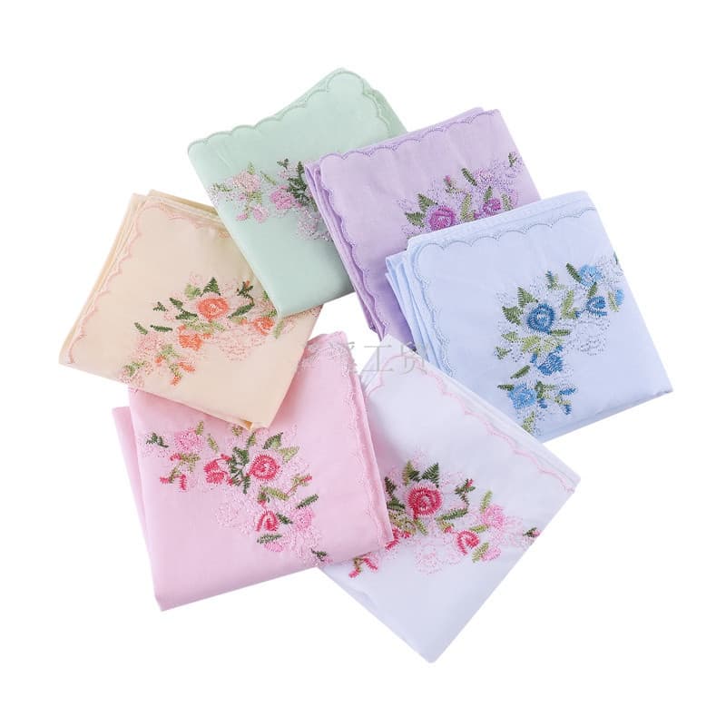 3 Unidades 35x35cm 100 % Algodão Flor Bordado Lenço Quadrado Feminino Senhora Presente De Festa De Casamento