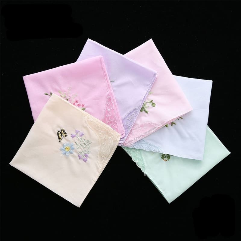 3 Pçs 28x28cm 100 % Algodão Flor Bordado Lenço Quadrado Simples Feminino Senhora Festa De Casamento Presente