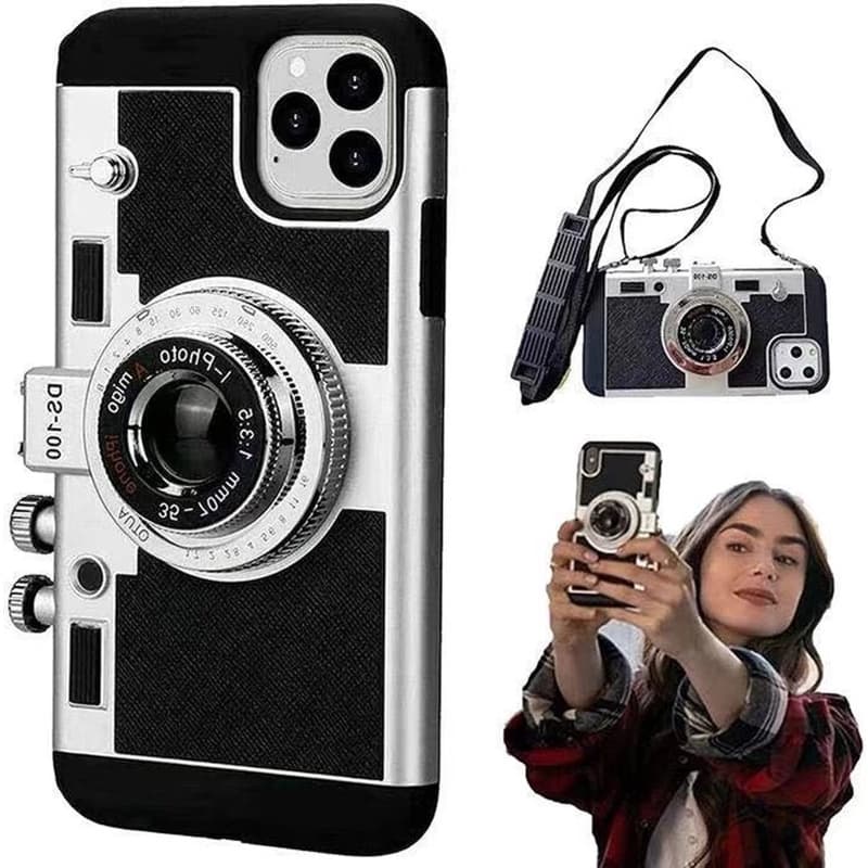 Emily Em Paris Caso De Telefone Para iPhone 17 16 15 14 13 12 11 Pro Max Plus X XS XR 8 7 6s Retro Câmera Crossbody Capa