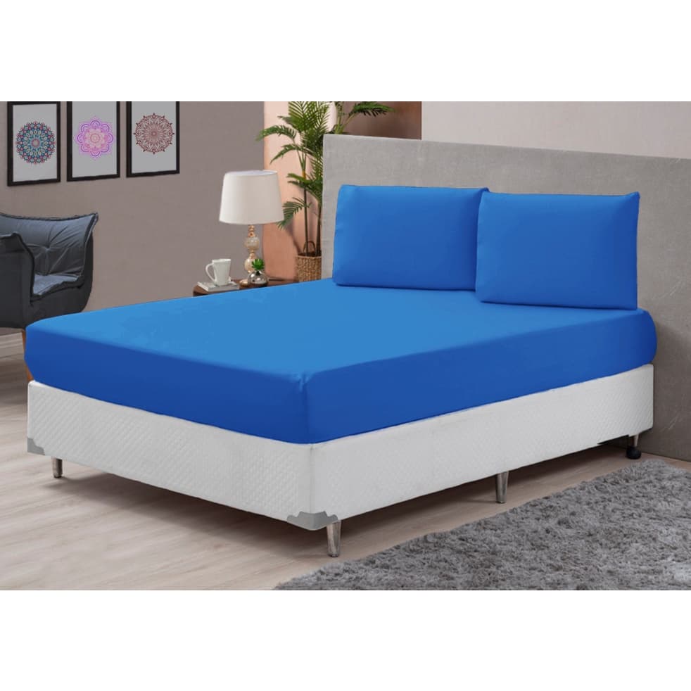 Kit Jogo Lençol De Cama Casal 3 Peças Liso C/ Elástico Barato