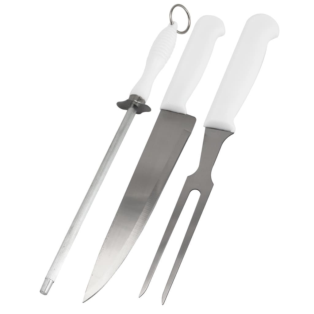 Kit De Churrasco 3, 6 e 9 Peças Faca Garfo Chaira em Inox Cabo Ergonomico Presente Resistente