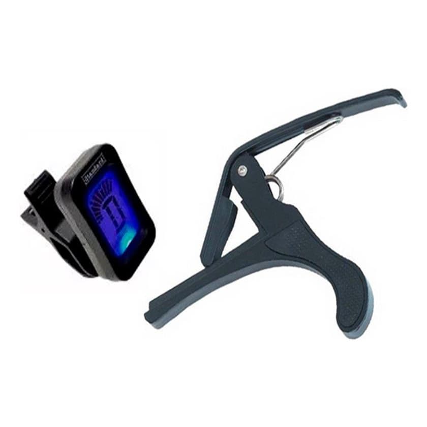 Kit Afinador Digital Para Violao Guitarra + Capotraste Capo