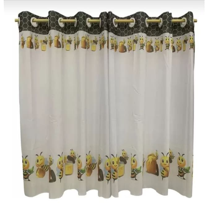 Cortina Para Cozinha Abelhinha Voil 2,40 m x 1,20 m