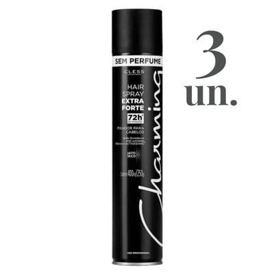 Kit C/ 3 Hair Spray Charming Extra Forte Sem Perfume 400 ML - Cless
