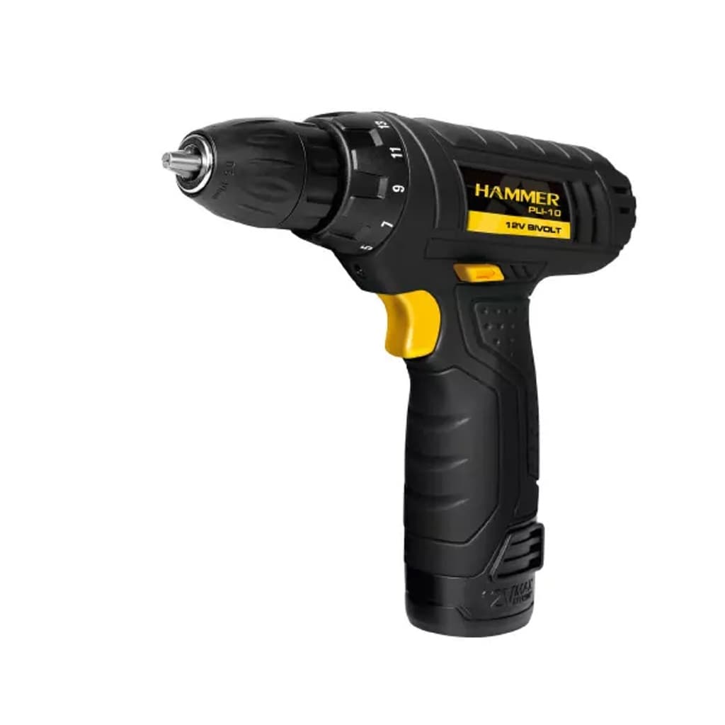 Furadeira Parafusadeira Elétrica Sem Fio 10Mm 12v Bivolt Hammer