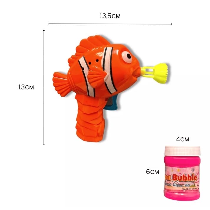 Pistola Lançador Bolha De Sabão Infantil Plástico Nemo Com Detergente Lançador Arma De Água Super Arminha Brinquedo Criança