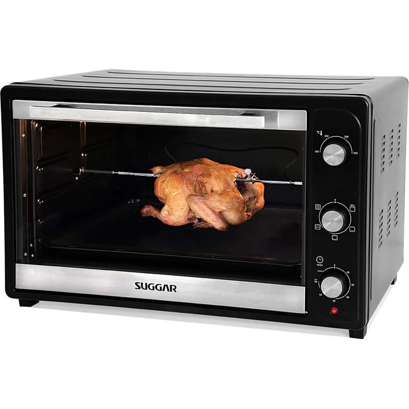 Forno Elétrico Suggar 66 Litros Preto Bancada Grill Espeto Giratório 1800W Timer 60min