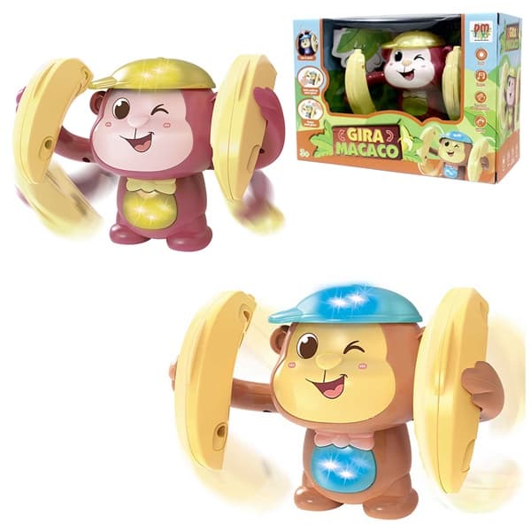 Brinquedo Gira Macaco com Som e Luz - DM Toys