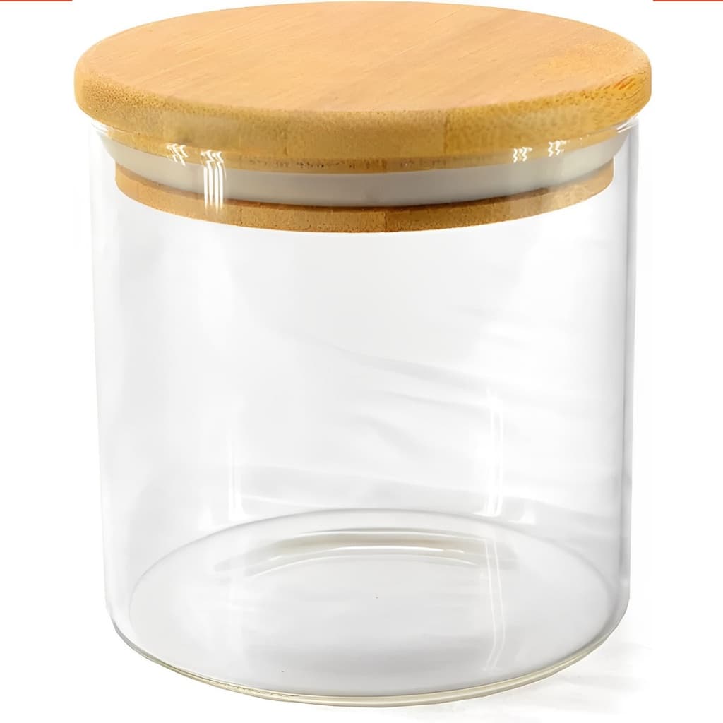 Pote Hermético 500 Ml De Vidro C/ Tampa De Bambu Mantimentos