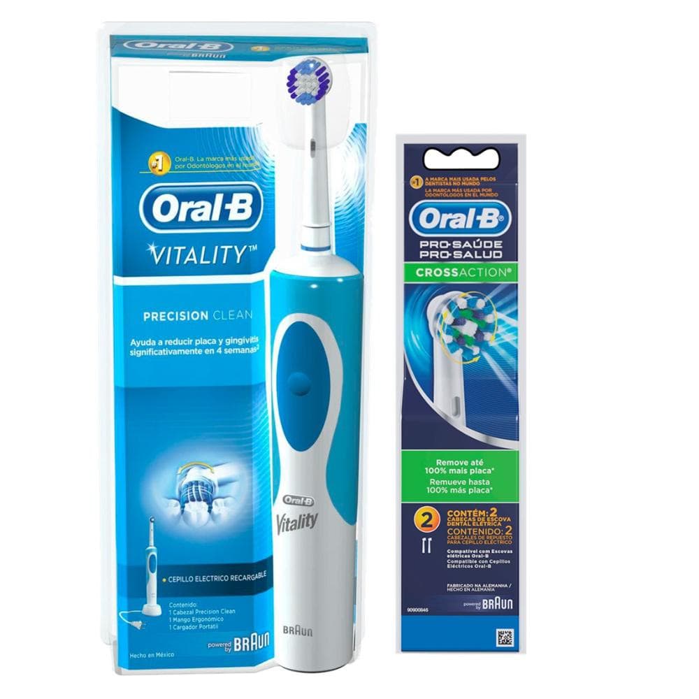 Kit Escova Elétrica Oral-B Vitality D12 220V + Refil Cross Action com 2 unidades