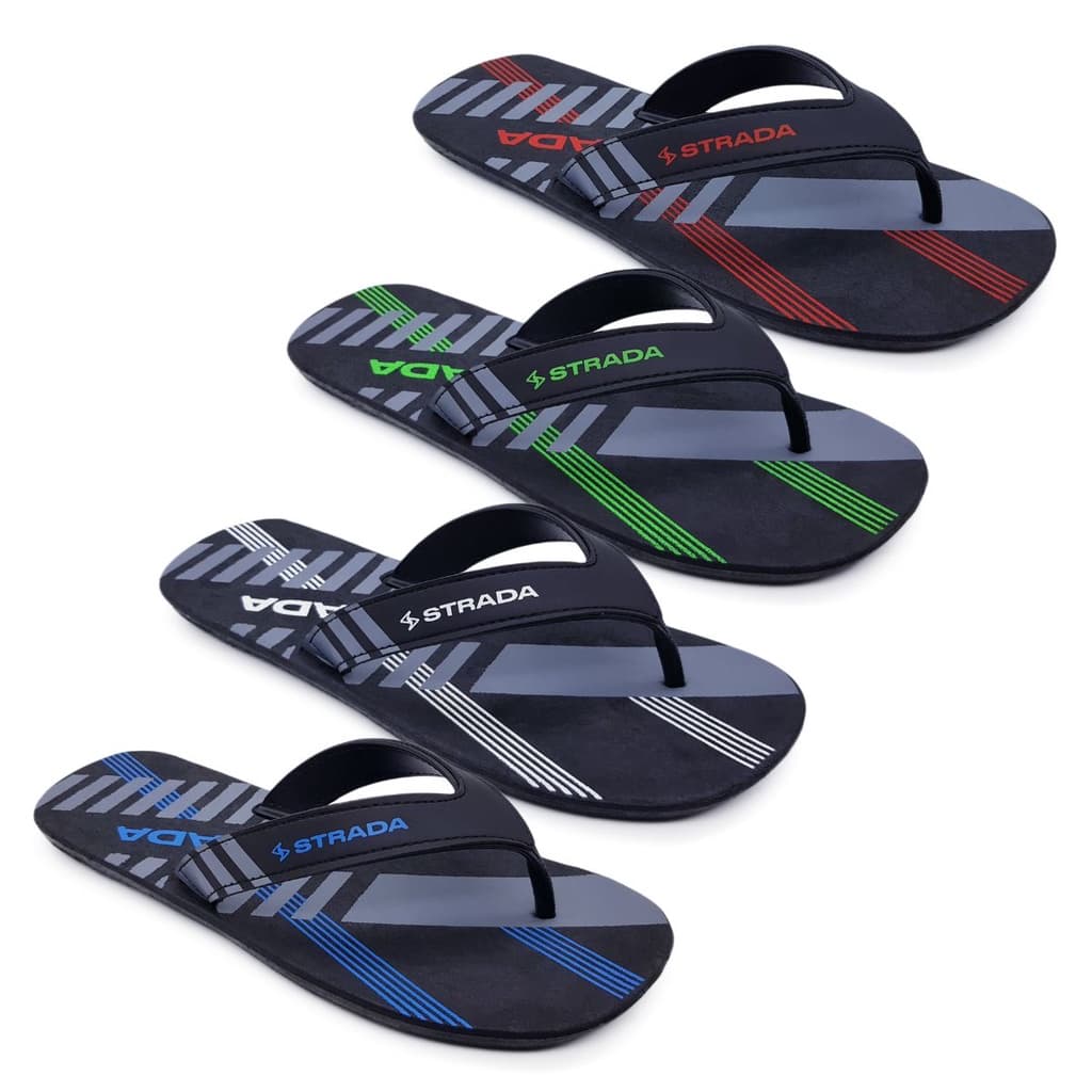 Kit 4 Pares Chinelo Sandália Masculino Adulto Básico Tiras Largas Borracha Revenda Strada Line S02