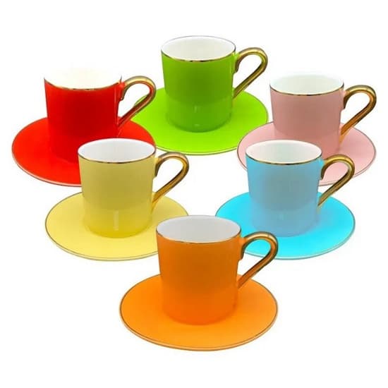 Jogo de Xícaras para Chá Franzini com Pires em Porcelana 190ml 6 Peças - L'Hermitage