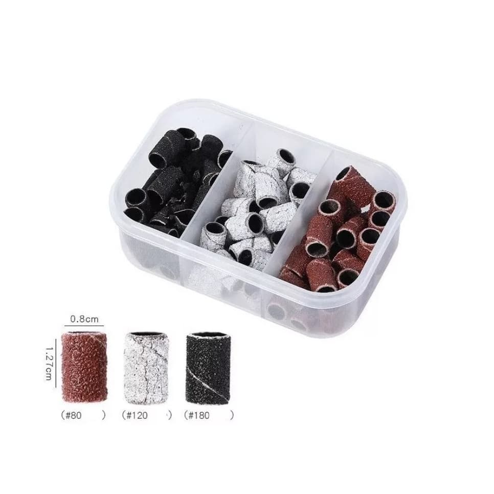 Kit Lixa Refil Para Broca Mandrill 3 Em 1 #80 #120 #180 Kit Caixa Refil com 75 Lixas para Unhas para Lixadeiras Elétricas Diversas