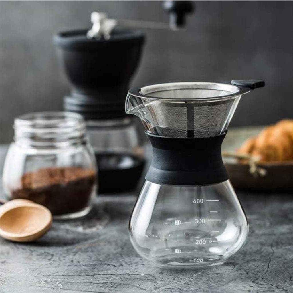Passador de Cafe Vidro Borossilicato Silicone e Filtro inox