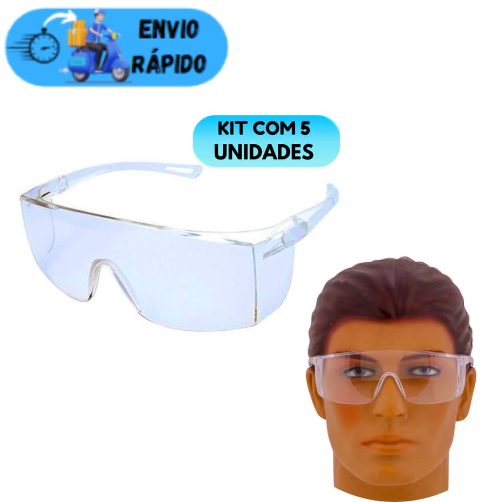 KIT COM 5 UNIDADES OCULOS DE PROTEÇÃO DELTA SKY RIO DE JANEIRO INCOLOR PROTEÇÃO EPI