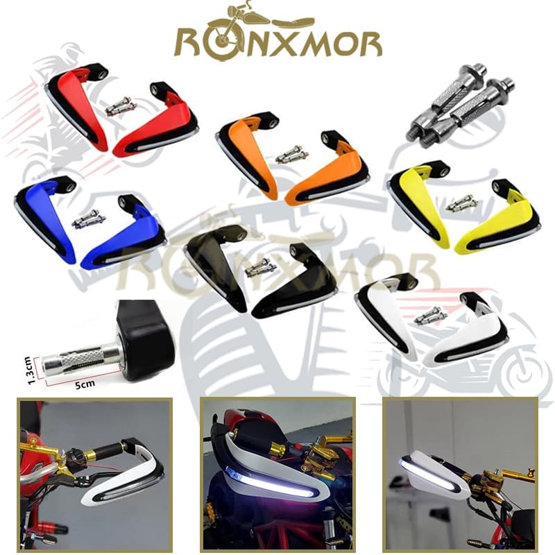 RONXMOR 2 Pcs Guiador De Proteção De Mão Para Motocicleta Com Luz LED ABS Escudo À Prova De Vento Antiderrapante Univers