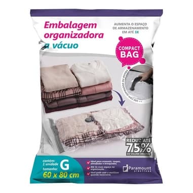 Saco Embalagem A Vácuo Bag Organizador Roupa Viagem 60x80 Cm