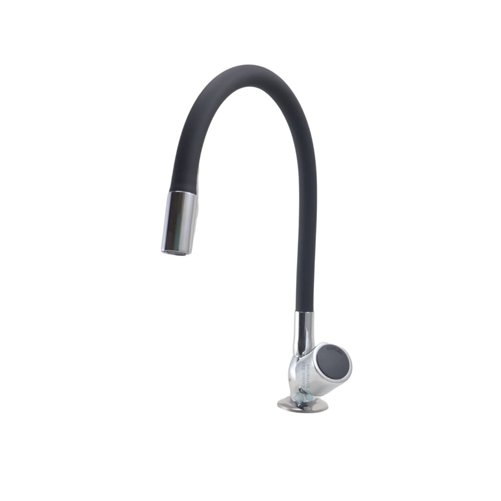 Torneira Gourmet Cozinha Mesa Metal Silicone Preta Flexível C39