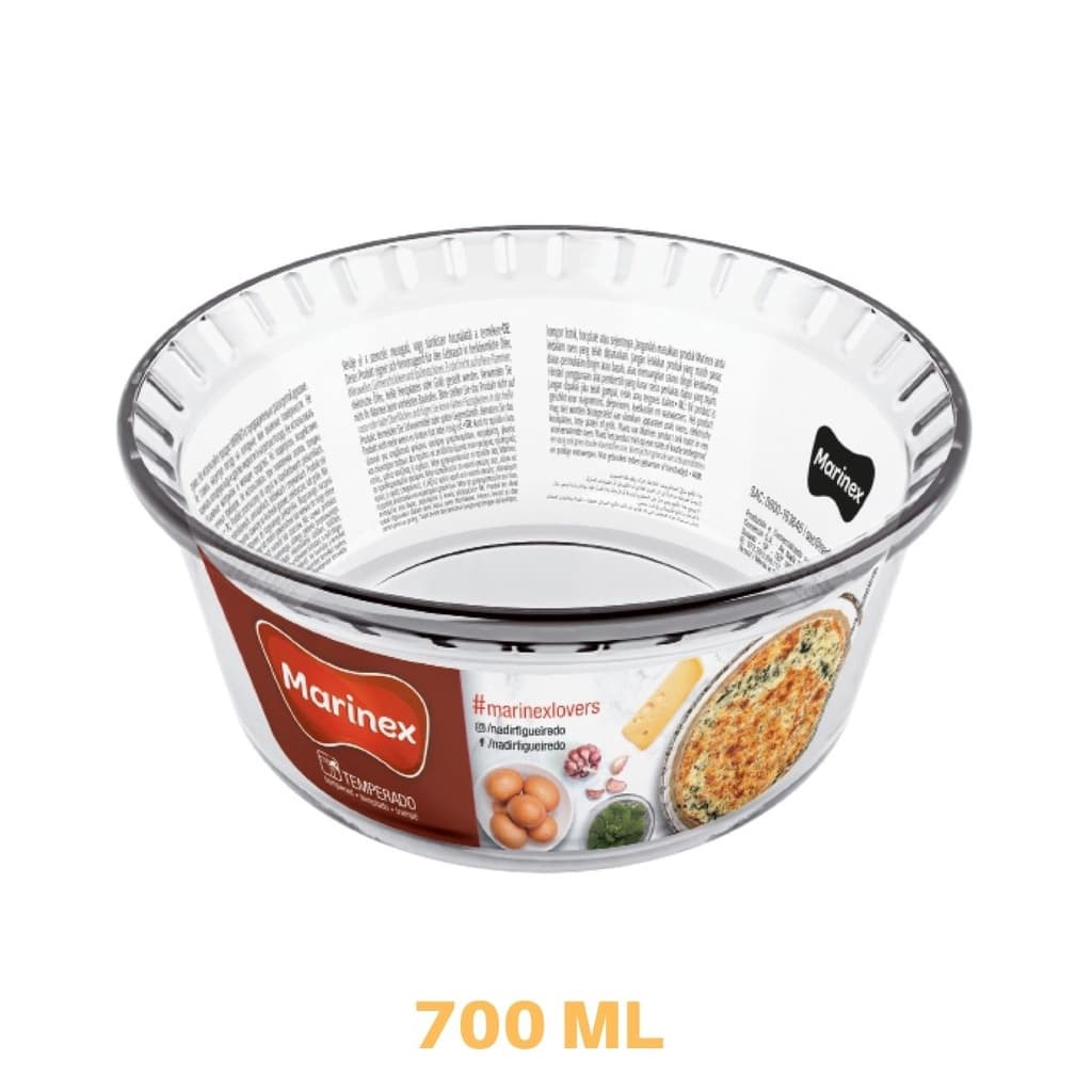 Refratário de Vidro Forma Redonda Suflê 700ml Marinex