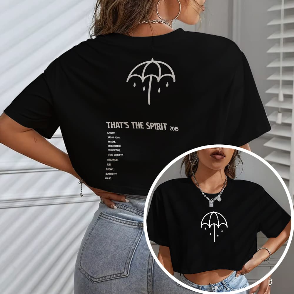 Blusa Cropped Feminino OVERSIZED Frente E Costas That's the Spirit Álbum Da Banda Bring Me the Horizon Rock
