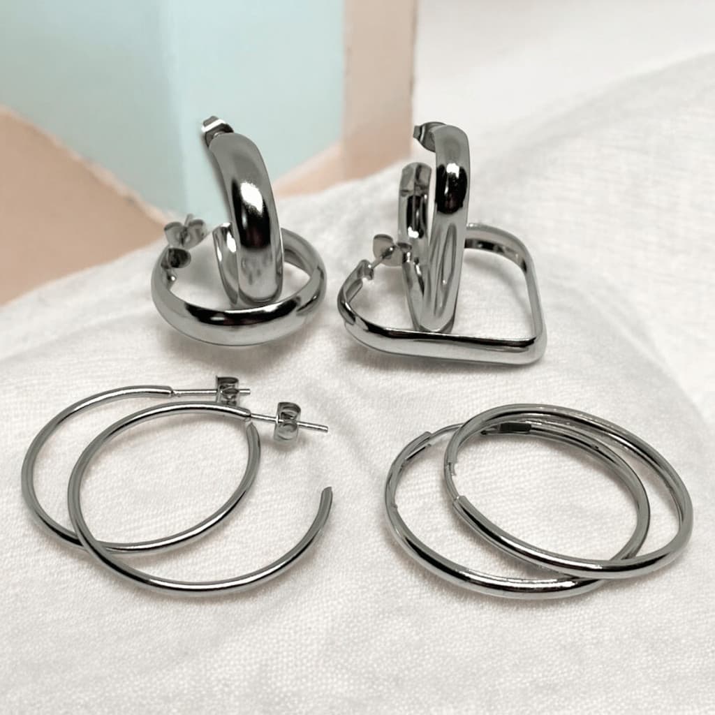 Kit Conjunto 4 Brincos Argola Pequena Lisa Antialérgicos Aço Inox