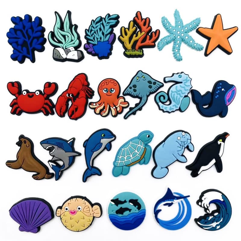 Encantos de sapatos de decorações de peixe acessórios de PVC com botão e sandálias pinos de pingente com presentes