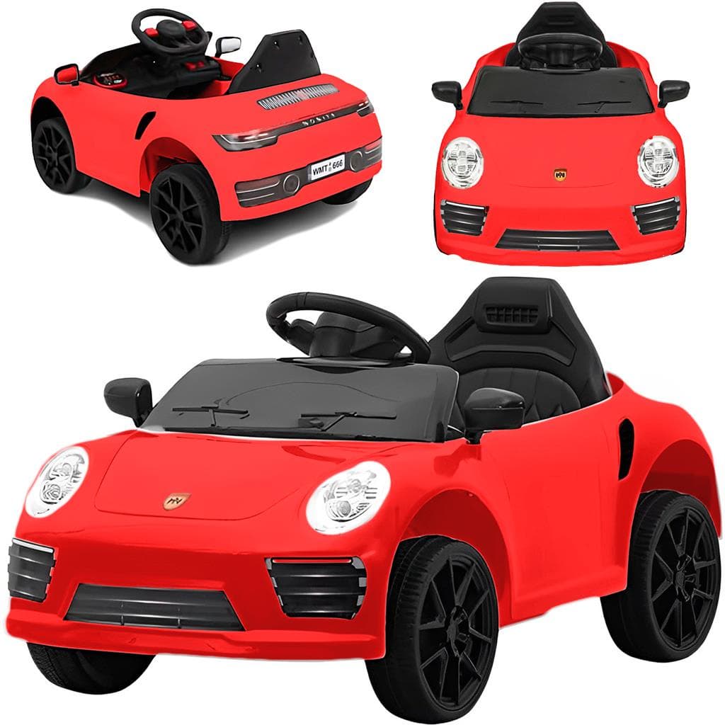 Carro Elétrico Infantil Mini Esportivo 12V Vermelho Som Luz Com Controle Remoto - Bang Toys