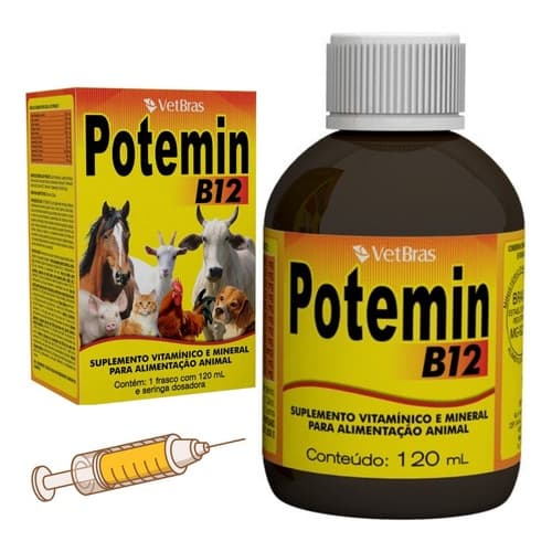 Potemin B12 Suplemento Vitaminico Mineral | Para Bovinos Ovinos Caprinos Suínos Aves Equinos Pets +