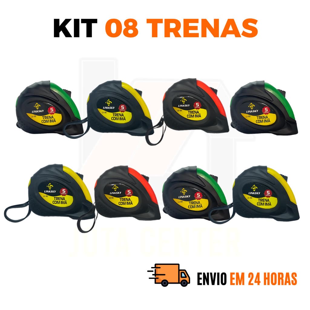 Kit Trena Métrica 5 Metros Fita de Aço Profissional Emborrachada