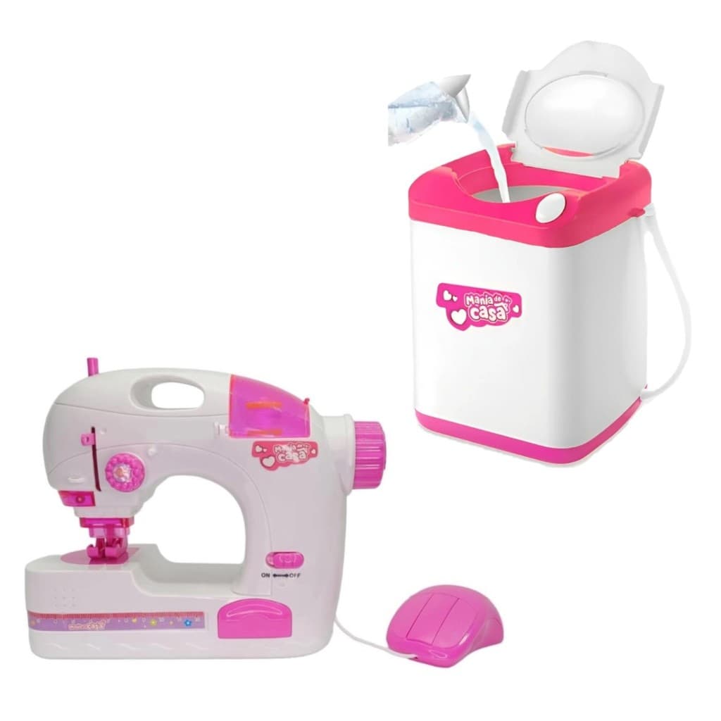 Kit Maquina Costura De Verdade Infantil e Máquina de Lavar