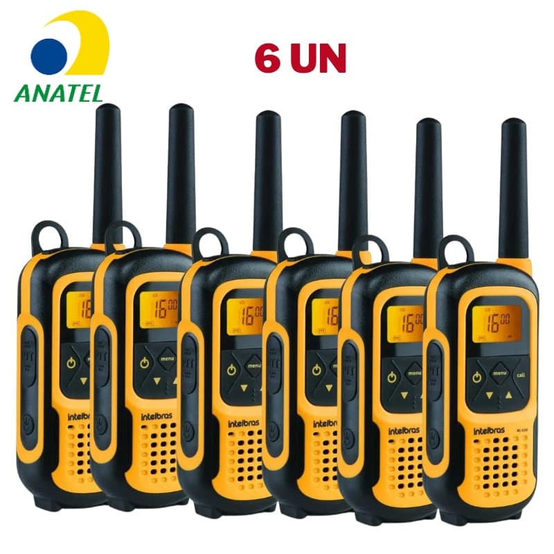 6x Rádio Comunicador PROVA D'água INTELBRAS RC4102 - Walkie Talkie HT