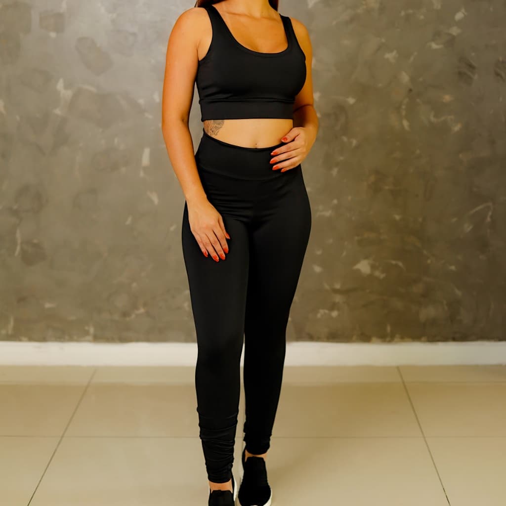 Conjunto Calça Legging e Top Fitness Feminino para Academia zero transparência