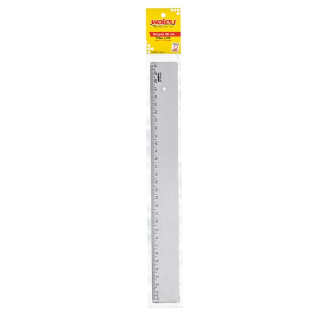 REGUA PLASTICA RESISTENTE ESCOLAR NEW LINE FUME 30CM WALEU