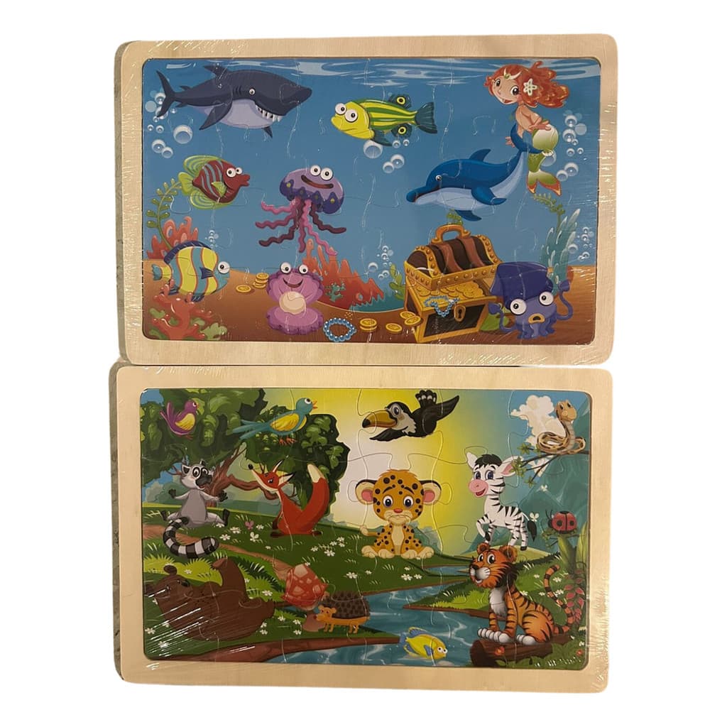kit 2 Quebra Cabeça Infantil Natureza