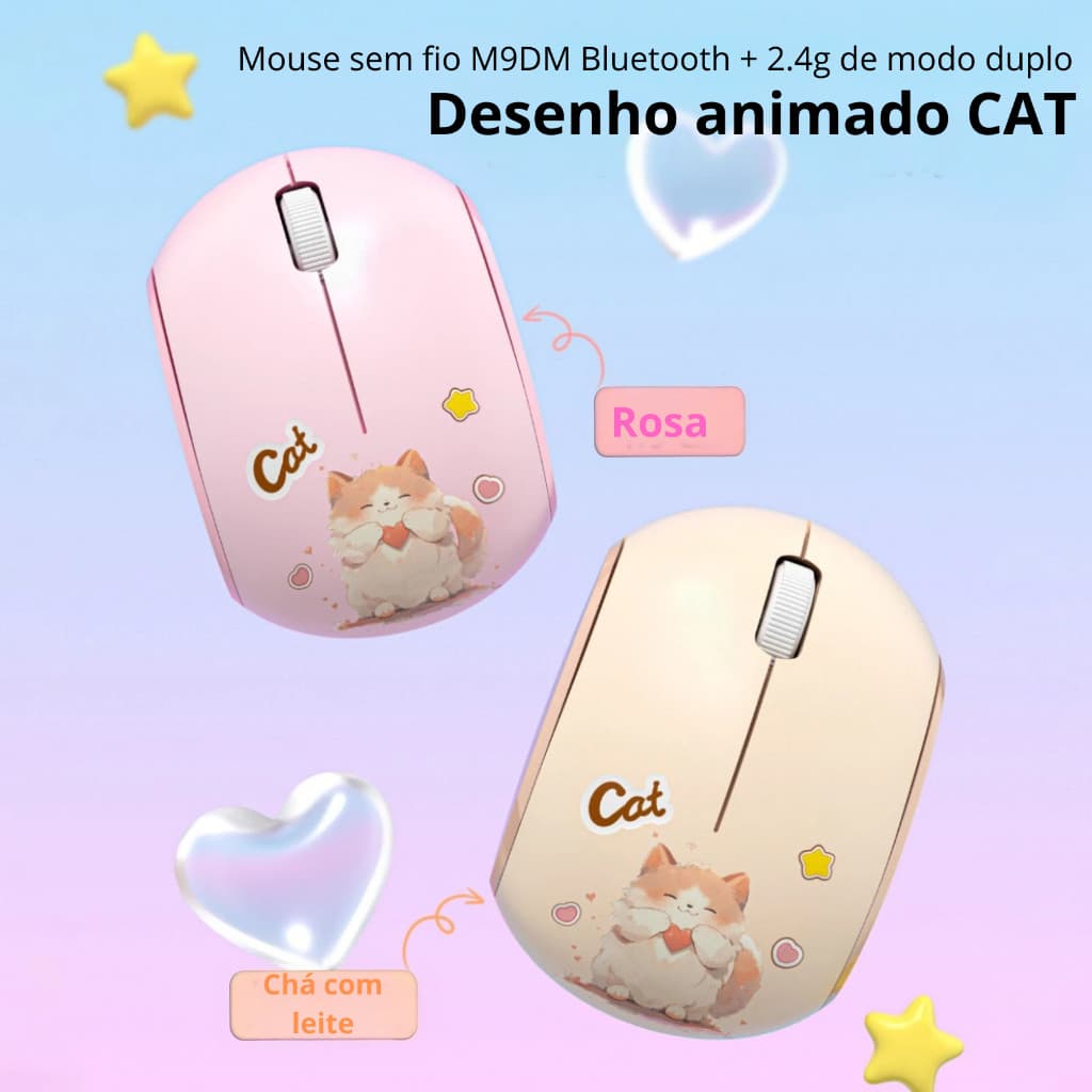 Mini mouse CAT - Bluetooth/USB - Projetado para mãos pequenas 30% menor que um mouse comum