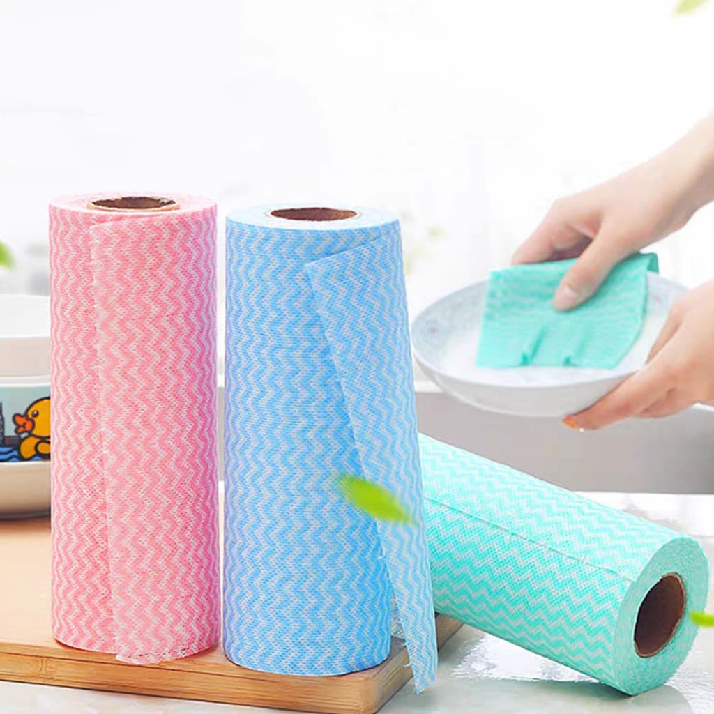 Rolo de Pano Limpeza Coloridos Picotados Perfex 50und Multiuso Alta Absorção Reutilizado 24x30cm
