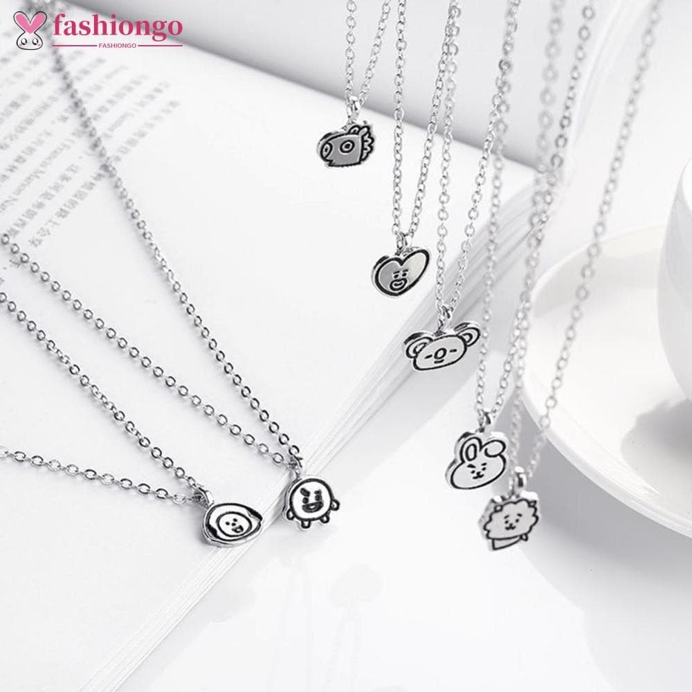 FASHIONGO KPOP BT21 Em Forma De Metal Aço Inoxidável Pingente Corrente BTS Colar Fãs Suporte Presente B2N2